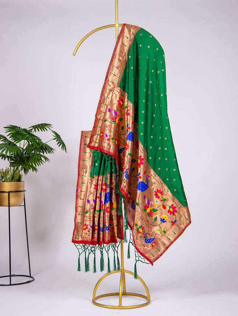 Green Pathani Dupatta With Zari Weaving