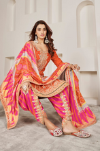 Load image into Gallery viewer, Orange With Pink Dhoti Suit With Heavy Handwork Embroidery