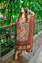 Load image into Gallery viewer, Maroon Color Bandhani Printed Pure Gaji Silk Kaftan - Diva D London LTD