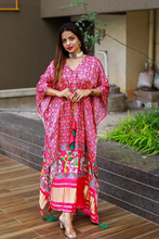 Load image into Gallery viewer, Pink Color Bandhej Digital Print Pure Gaji Silk Kaftan - Diva D London LTD