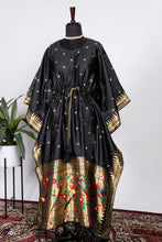 Load image into Gallery viewer, Black Color Weaving Zari Work Jacquard Paithani Kaftan Dress - Diva D London LTD