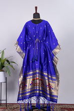 Load image into Gallery viewer, Blue Color Weaving Zari Work Jacquard Paithani Kaftan Dress - Diva D London LTD