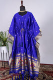 Blue Color Weaving Zari Work Jacquard Paithani Kaftan Dress