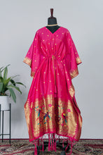 Load image into Gallery viewer, Pink Color Weaving Zari Work Jacquard Paithani Kaftan - Diva D London LTD