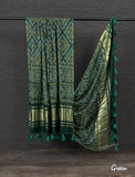 Green Bandhej Digital Print Silk Dupatta