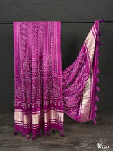 Load image into Gallery viewer, Purple Bandhej Digital Print Silk Dupatta