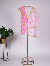 Load image into Gallery viewer, Baby Pink Net Dupatta With Embroidery Cut Work and Stone Work