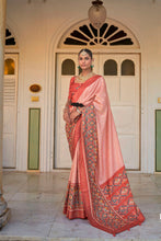 Load image into Gallery viewer, Peach Woven Patola Silk Saree