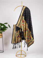 Load image into Gallery viewer, Black Pathani Dupatta With Zari Weaving