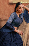 Dark Blue Indo Western Wedding Wear Suit With Embroidered Ethnic Jacket