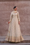Off White Embroidered Georgette Anarkali Suit