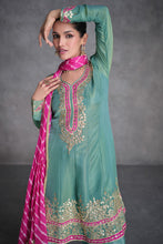 Load image into Gallery viewer, Greenish Blue Palazzo Suit With Embroidery Work