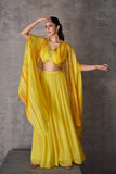 Yellow Designer Indo-Western Lehenga With Jacket