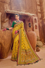 Load image into Gallery viewer, Haldi Yellow Designer Kutchi Embroidered Soft Georgette Saree with Grand Pallu