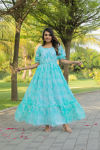 Load image into Gallery viewer, Blue Georgette Summer Dress