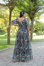 Load image into Gallery viewer, Black Floral Georgette Summer Dress