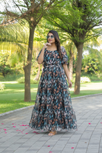 Load image into Gallery viewer, Black Floral Georgette Summer Dress