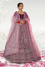 Load image into Gallery viewer, Wine Embroidered Bridal Velvet Bridal Lehenga With Two Duppata