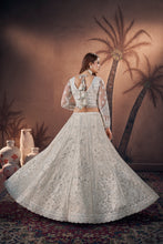 Load image into Gallery viewer, White Zari Sequence Handwork Bridal Lehenga With Blouse &amp; Dupatta