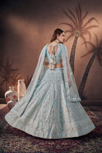Load image into Gallery viewer, Blue Zari Sequence Handwork Bridal Lehenga With Blouse And Dupatta