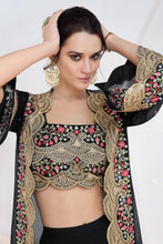 Load image into Gallery viewer, Black Embroidered Lehenga Choli With Jacket