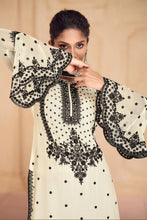Load image into Gallery viewer, White and Black Party Wear Palazzo Suit With Embroidery Work