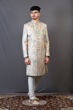 Beige With Multi Color Mens Sherwani