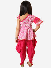 Load image into Gallery viewer, Girl’s Pink Mira Frilly Sleeves Peplum Top with Dhoti