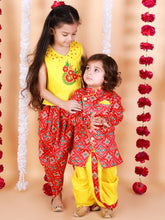 Load image into Gallery viewer, Girl’s Mirror Embroidered Work Top With Pattola Print Dhoti