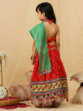 Load image into Gallery viewer, Red Navratri Halter Neck Choli With Lehariya Lehenga