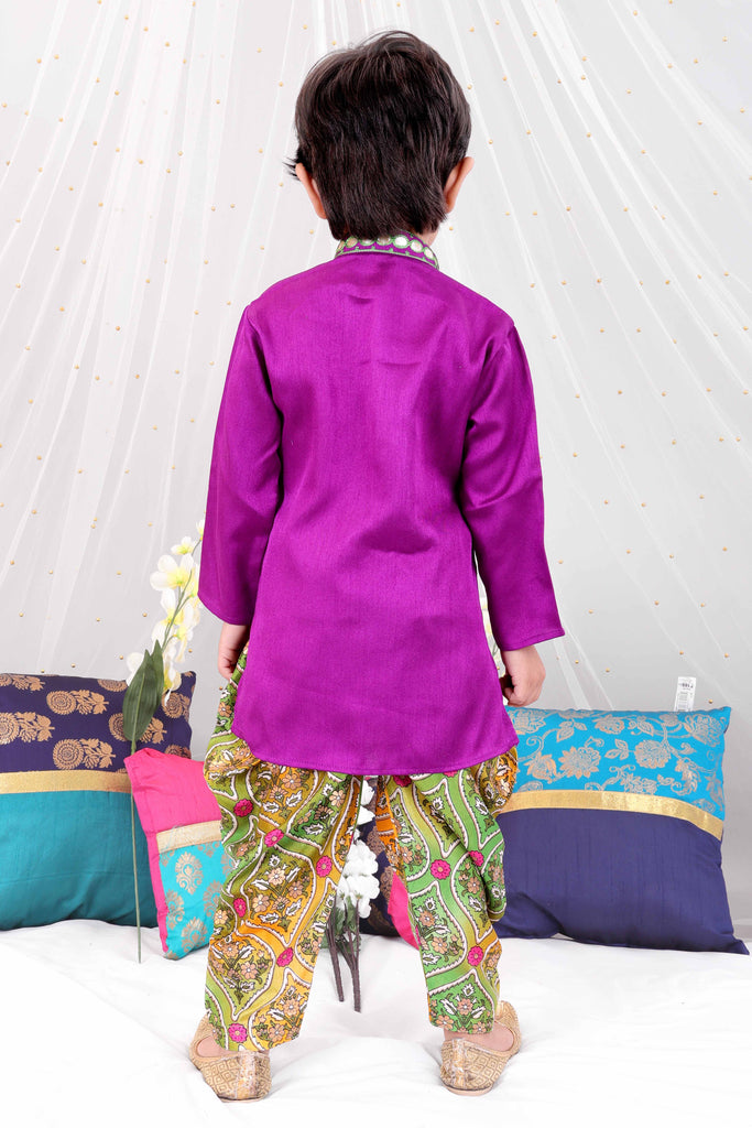 Purple Gota-Work Kurta With Dhoti Pants