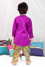 Load image into Gallery viewer, Purple Gota-Work Kurta With Dhoti Pants