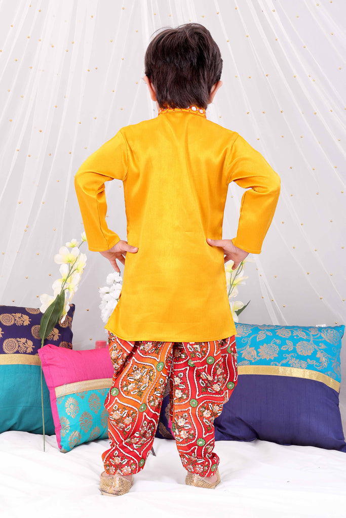 Yellow Gota-Work Kurta With Dhoti Pants