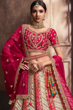 Load image into Gallery viewer, Red And Cream Embroidery Lehenga Choli
