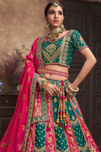 Load image into Gallery viewer, Green and Red Embroidery Lehenga Choli
