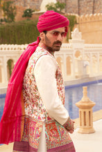Load image into Gallery viewer, Couple matching white and purple Lehenga and Sherwani Set With Beads And Sequins Work