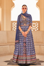 Load image into Gallery viewer, Royal Blue Two Toned Couple Matching Grey Wedding Silk Anarkali and Sherwani Set With Beads And Sequins Work