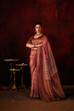 Coral Red Printed Silk Event Wear Saree With Blouse
