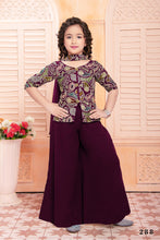 Load image into Gallery viewer, Wine Georgette Dori, Embroidered And Zari Work Palazzo Suit