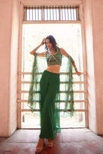 Load image into Gallery viewer, Green Sharara With Hand Embroidery Blouse &amp; Cape