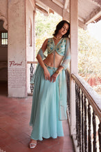 Load image into Gallery viewer, Light Blue Lehenga Choli With Hand Embroidery Blouse &amp; Duppata