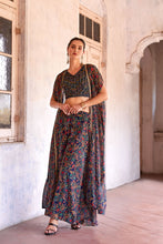 Load image into Gallery viewer, Navy Blue Sharara Choli With Hand Embroidery Blouse &amp; Cape