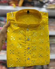 Load image into Gallery viewer, Yellow Mirror Work Readymade Kids Wear Kurta And Pajama
