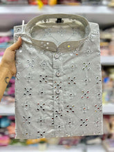 Load image into Gallery viewer, Grey Foil Mirror Work Readymade Kids Wear Kurta And Pajama
