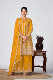 Mustard Chinon Readymade Salwar Suit