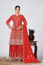 Load image into Gallery viewer, Orange Chinon Readymade Salwar Suit