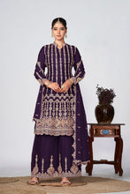 Load image into Gallery viewer, Purple Chinon Readymade Salwar Suit