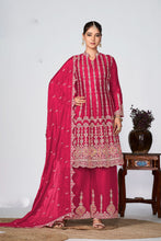 Load image into Gallery viewer, Red Chinon Readymade Salwar Suit