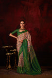 Off-White Digital Printed Silk Traditional Saree With Blouse