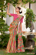 Load image into Gallery viewer, Roman Pink Georgette Chiffon Saree